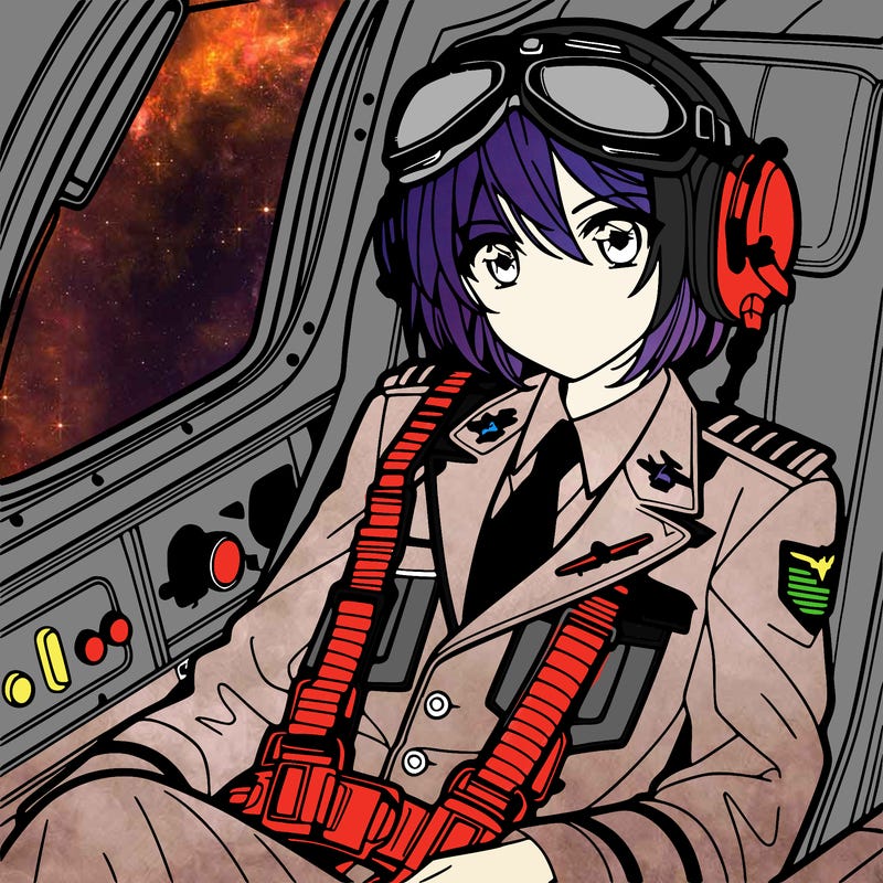 a pilot in plane in an anime design