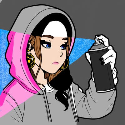 a realistic girl, spray painting