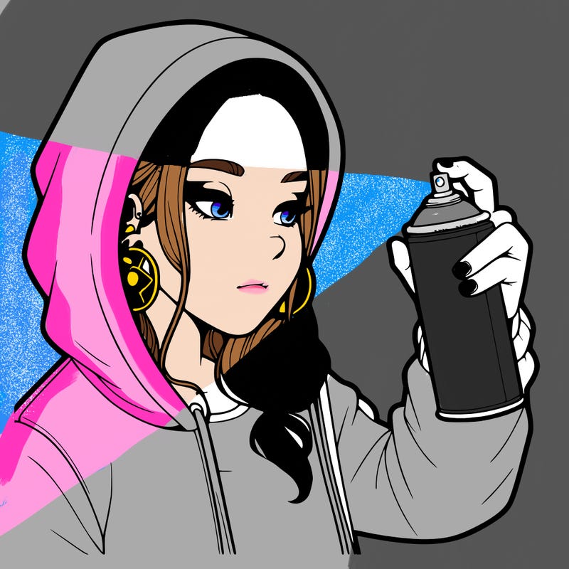a realistic girl, spray painting