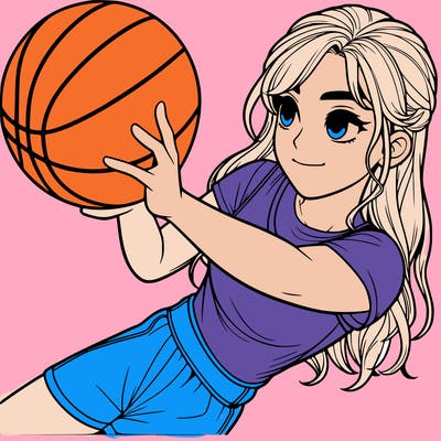 realistic girl playing basketball
