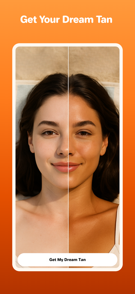 Sunny Pal - Un confronto prima e dopo fianco a fianco del tono della pelle del viso di una donna che mostra i risultati dell'abbronzatura