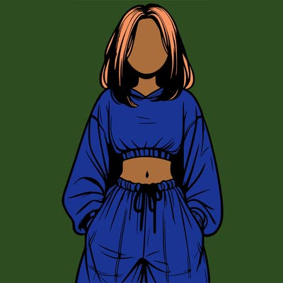 realistic girl faceless with baggy pants and a crop top