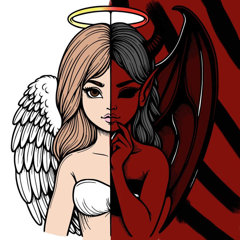 realistic angel half demon