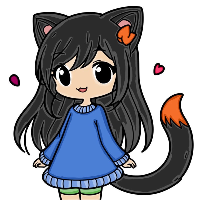 girl with cat ears and tail