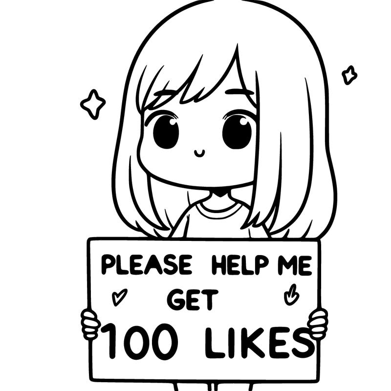a girl holding a sign saying, please help me get 100 likes