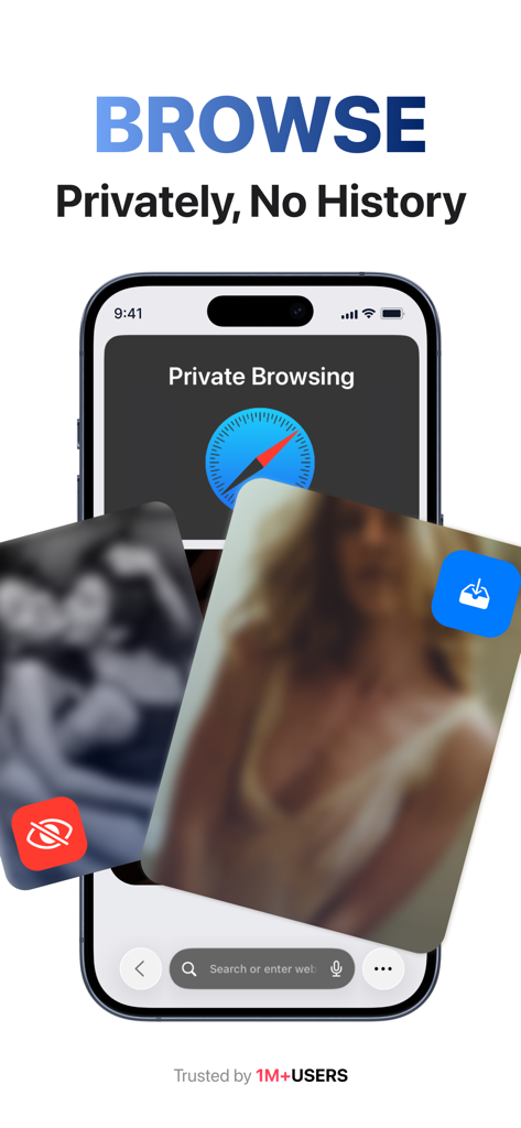 Secret Photo Vault: Safe Files - Secret Photo Vaultアプリのプライベートブラウジングインターフェース、履歴追跡なしが表示されています