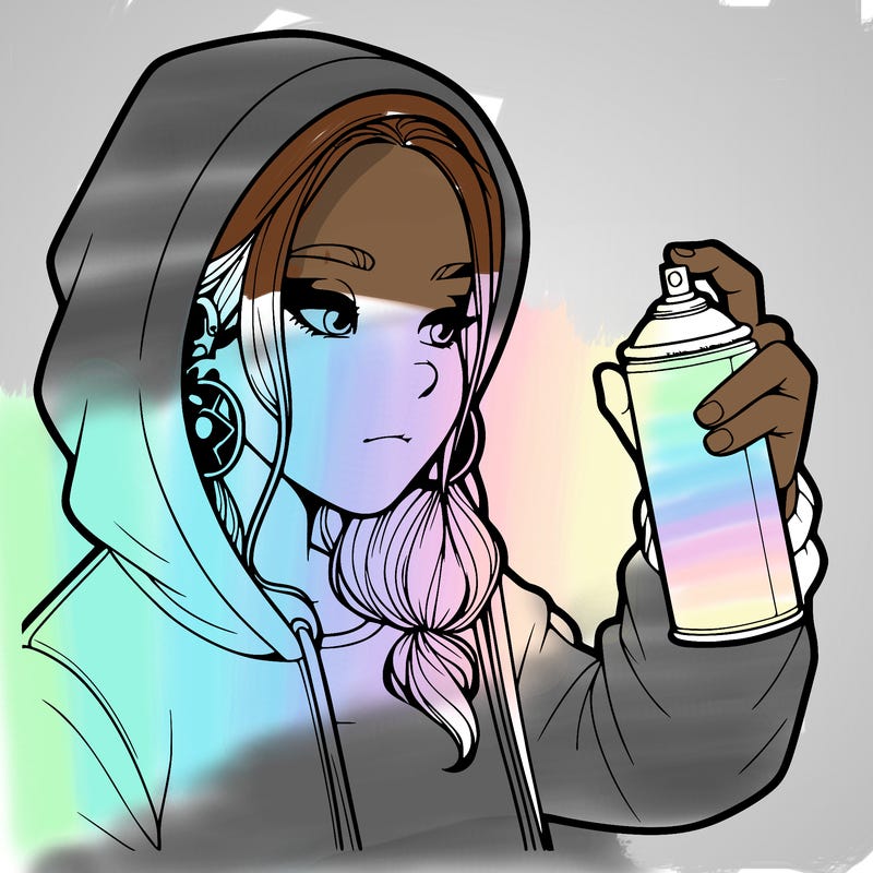 a realistic girl, spray painting
