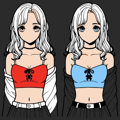 realistic girl split in 4 sections