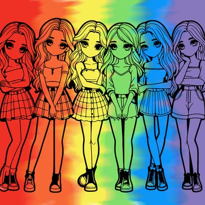 a group of girls realistic