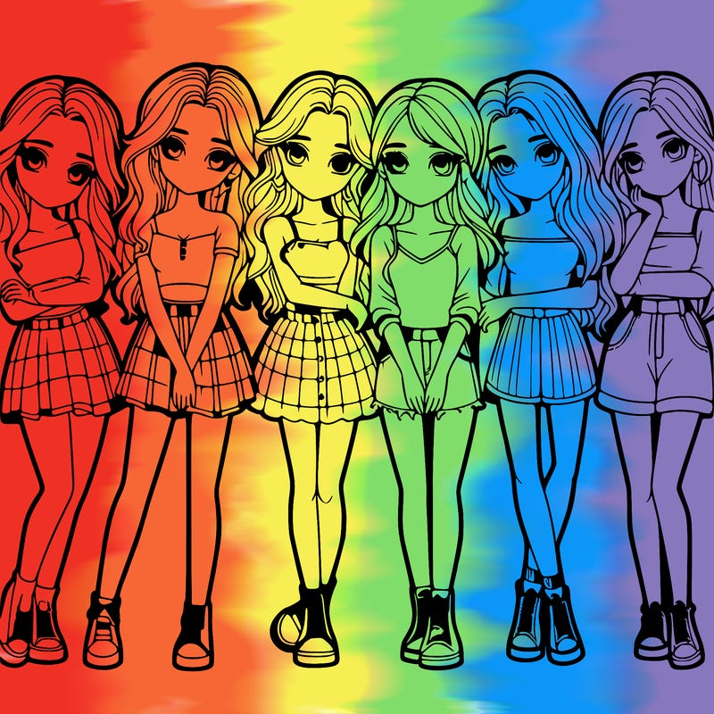 a group of girls realistic