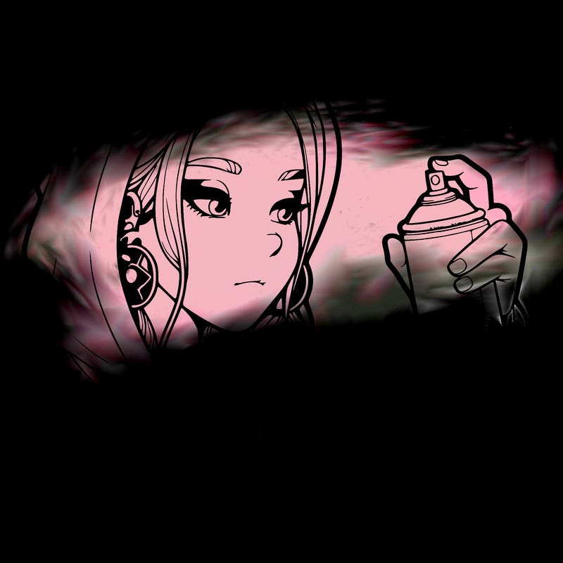 a realistic girl, spray painting