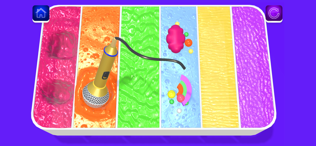 Fidget Slime Kit! Sensory Play - ASMR microphone interacting with colorful slime sections in a digital sensory play kit