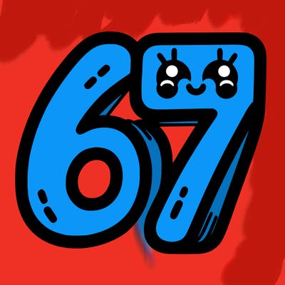 the numbers 67