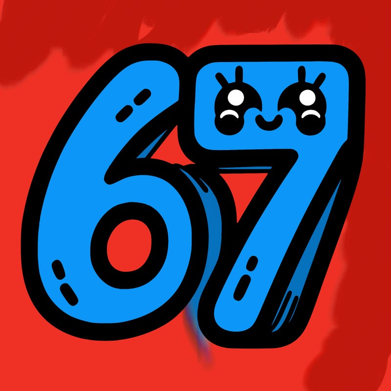 the numbers 67