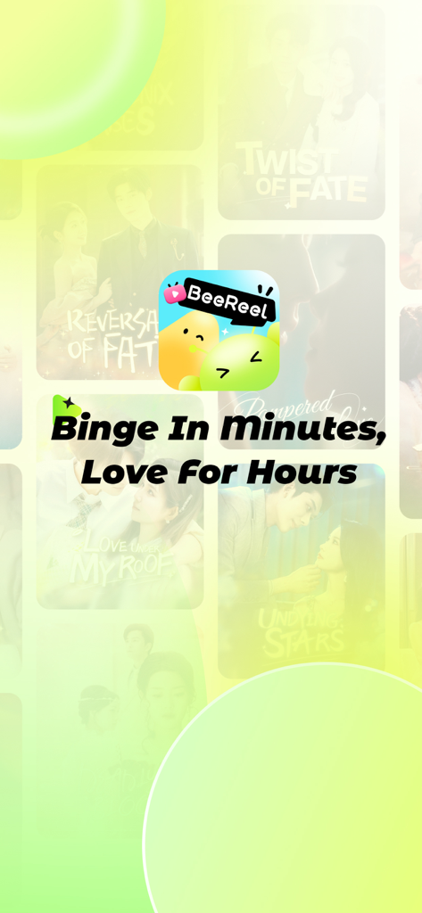 BeeReel – Quick Drama - BeeReel app screen featuring short drama posters and the text Binge In Minutes Love For Hours.