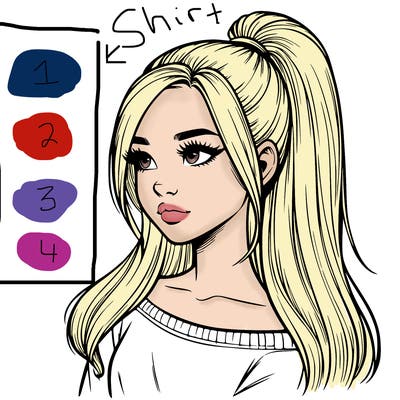 realistic girl with a high ponytail