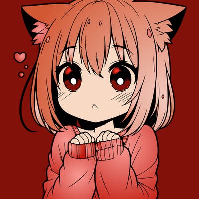 shy anime catgirl