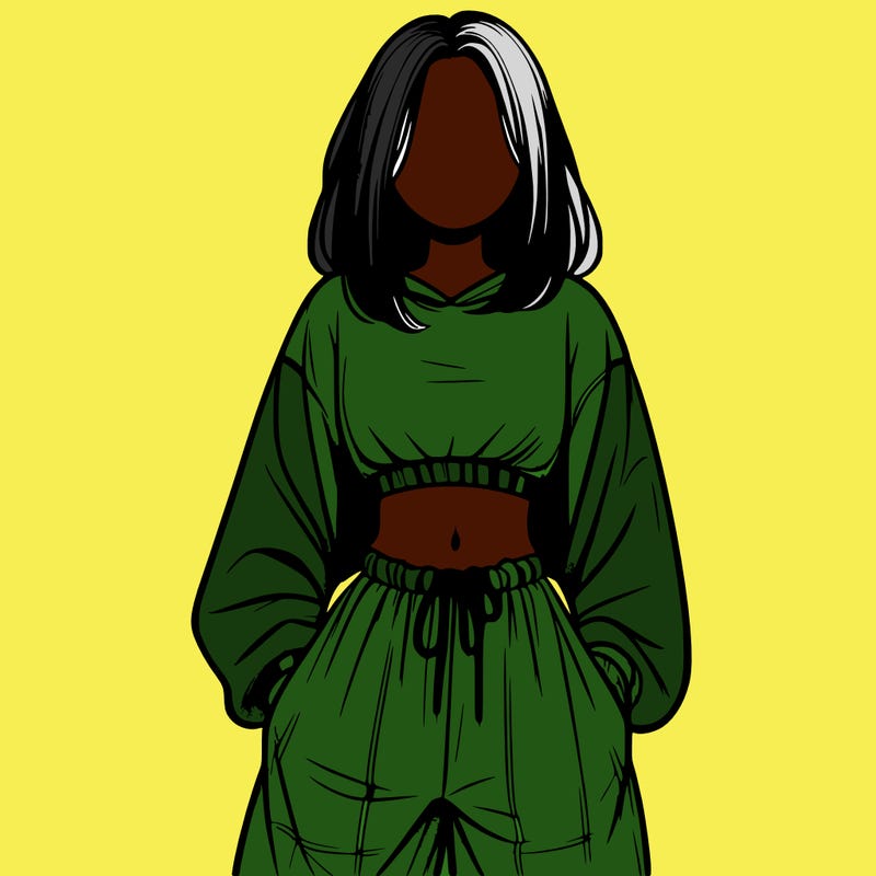 realistic girl faceless with baggy pants and a crop top