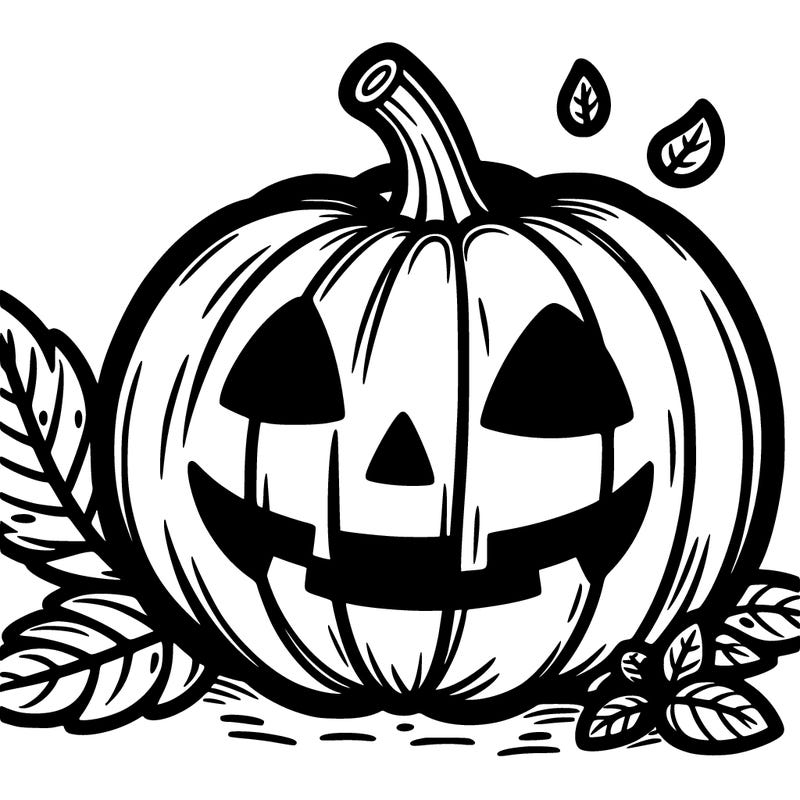 halloween pumpkin with leaves