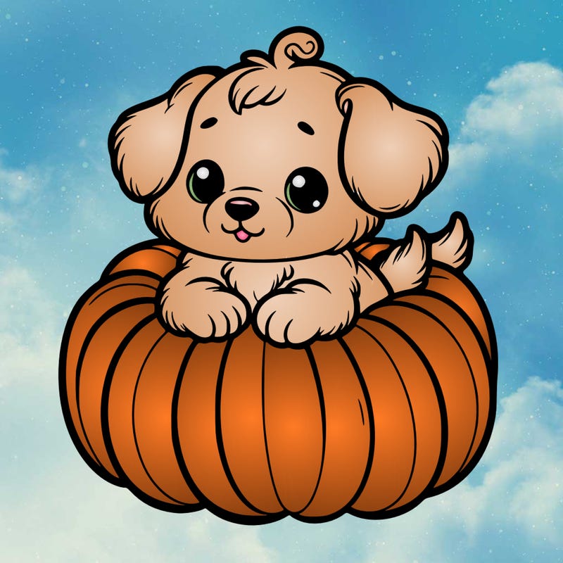 cute little puppy in a pumpkin