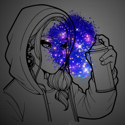 a realistic girl, spray painting