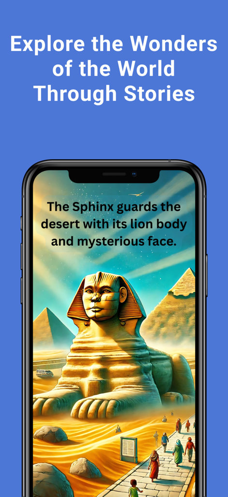 Bambu: Bedtime Stories & Books - A child friendly illustration of the Sphinx in Egypt from the Bambu bedtime stories app.