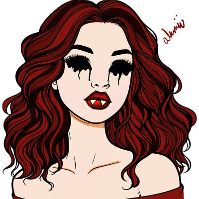 realistic girl with wavy hair and lips