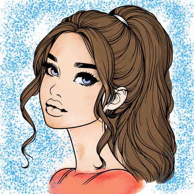 realistic girl with a ponytail on her hair and lips