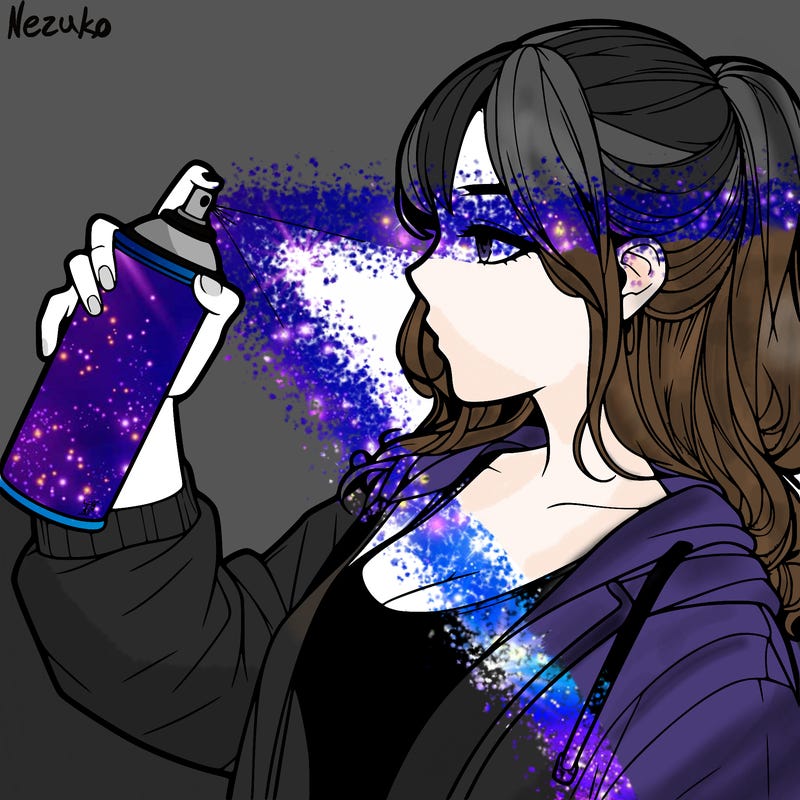 a realistic girl spray, painting