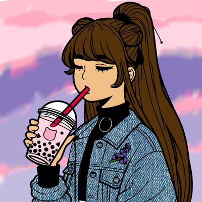 aesthetic girl drinking boba