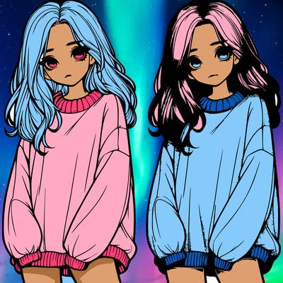 realistic girl with baggy sweater