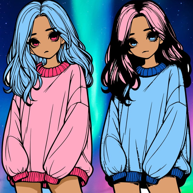 realistic girl with baggy sweater