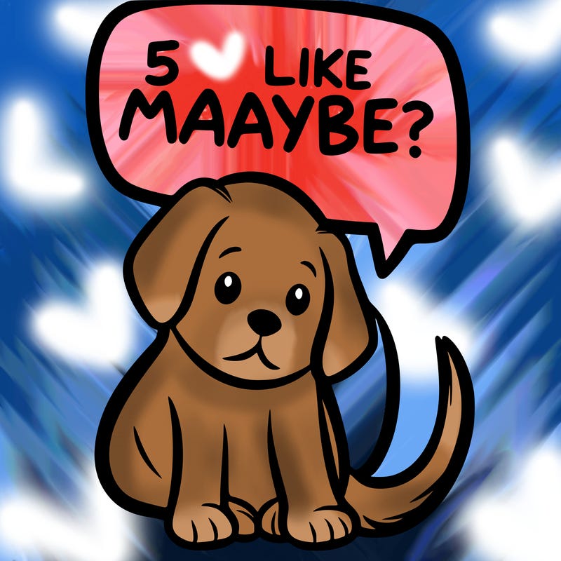 a puppy that says 5 like maybe