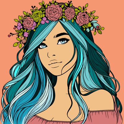 realistic girl with flower crown