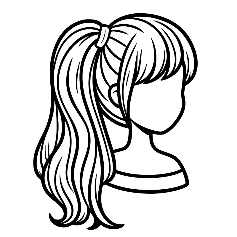 long hair in a ponytail
