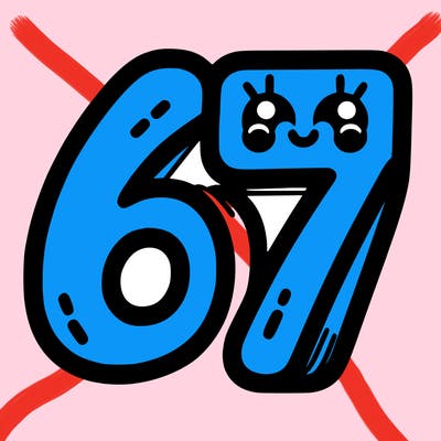 the numbers 67
