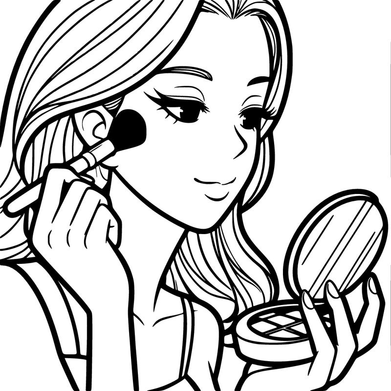 little girl putting on makeup