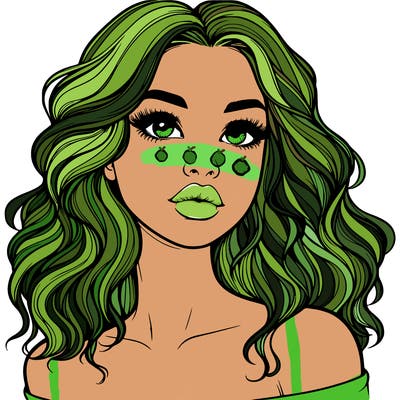 realistic girl with wavy hair and lips