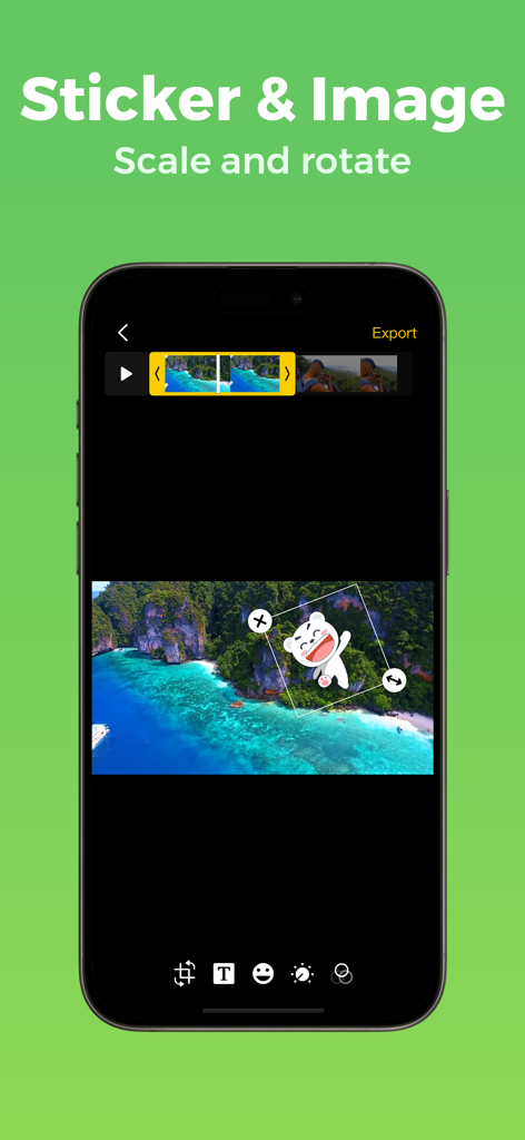 Any GIF Maker - Video to GIF - Any GIF Maker app interface showing the sticker scaling and rotation tool on a video clip