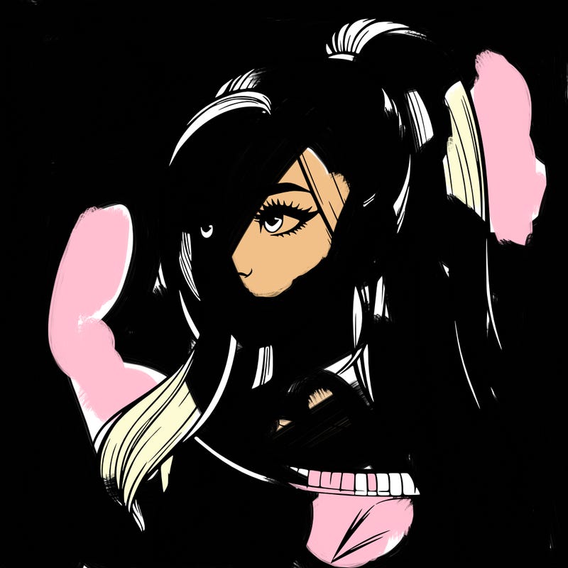 realistic girl with a high ponytail