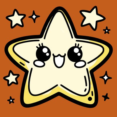 kawaii sea star: with multiple arms and a cheerful demeanor.