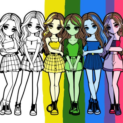 a group of girls realistic