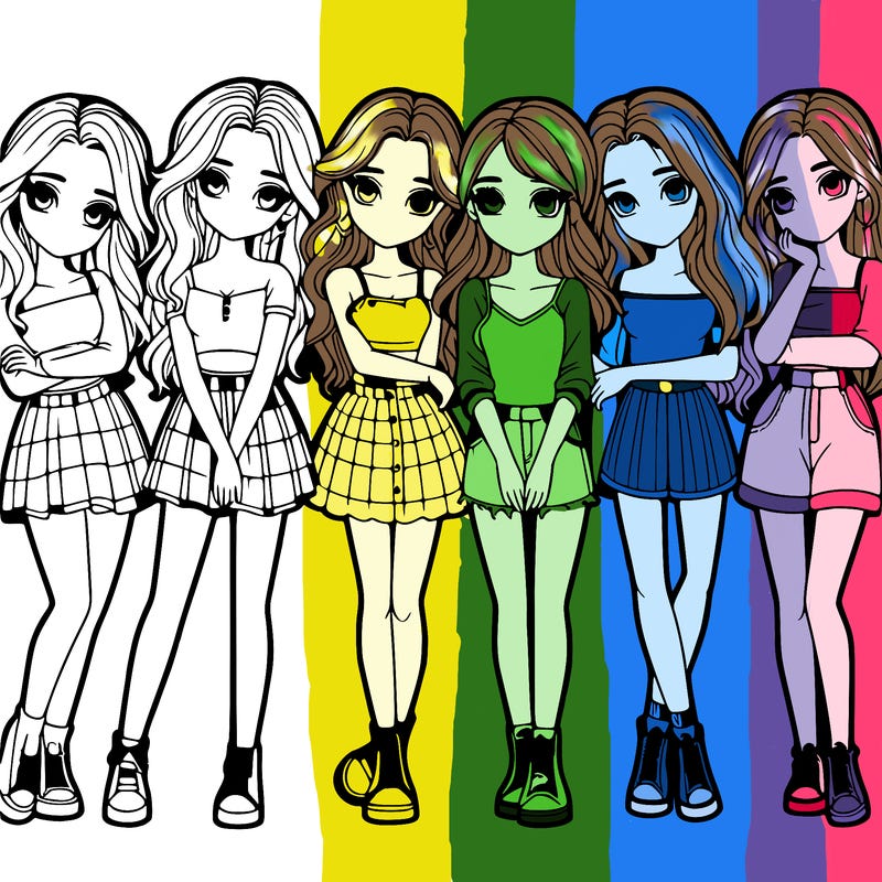 a group of girls realistic