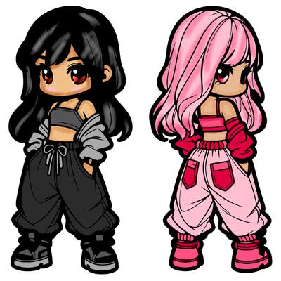 girl in crop top and baggy pants