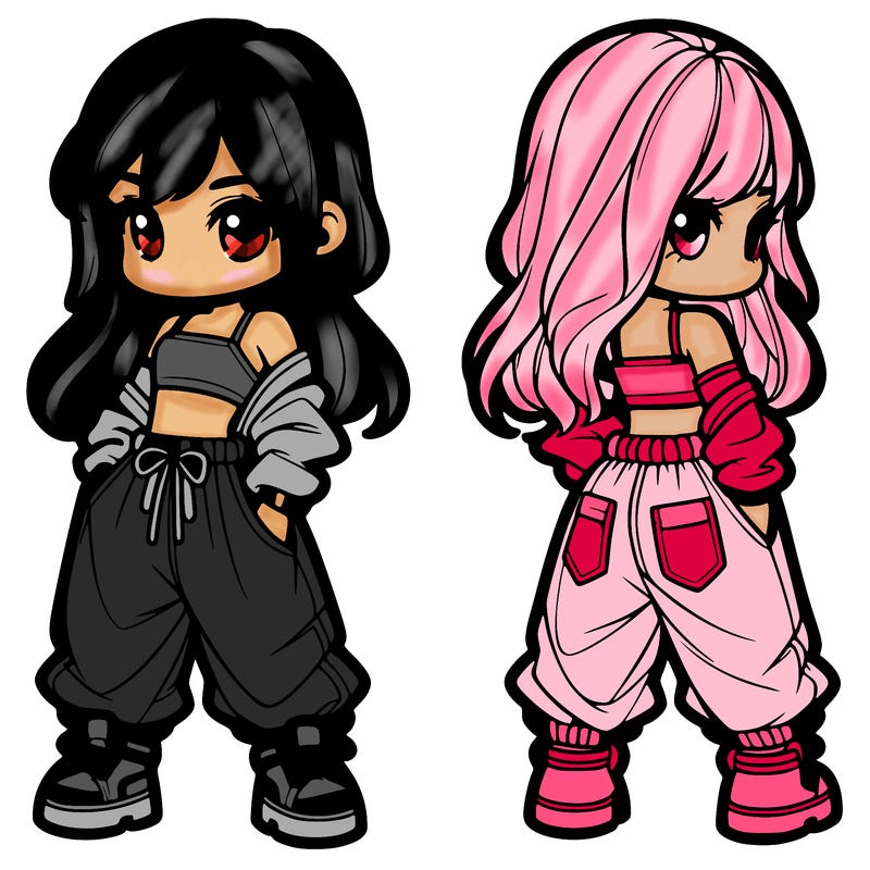girl in crop top and baggy pants