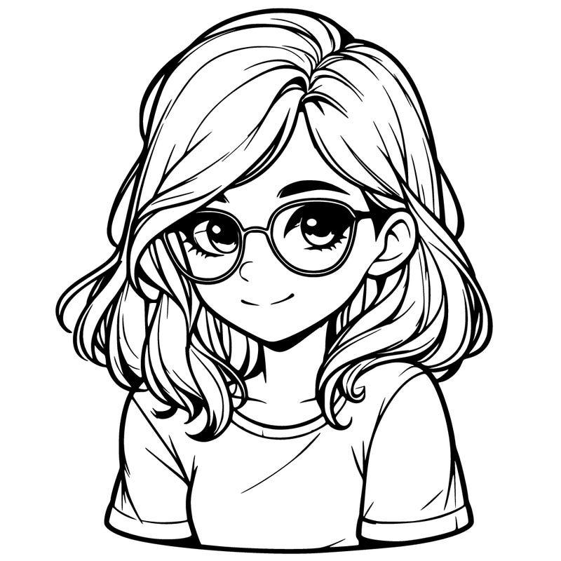 realistic girl with glasses