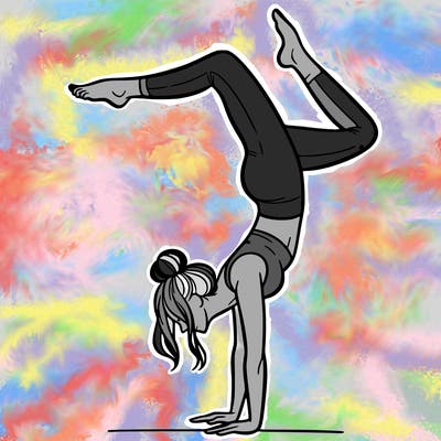 a woman doing a handstand