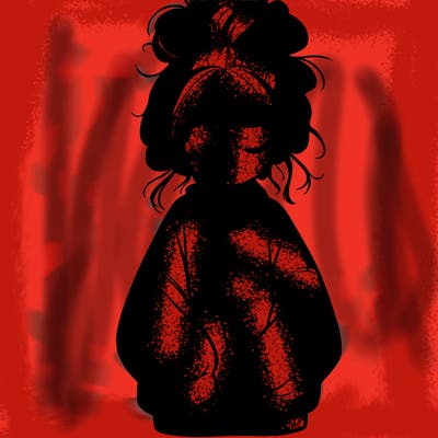 girl with baggy sweatshirt and messy bun