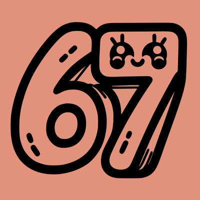 the numbers 67