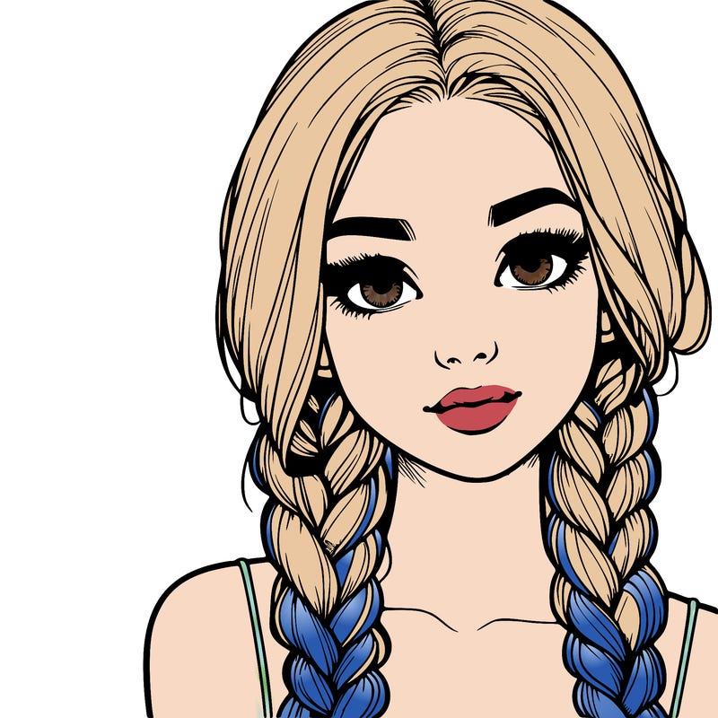 realistic girl with braids